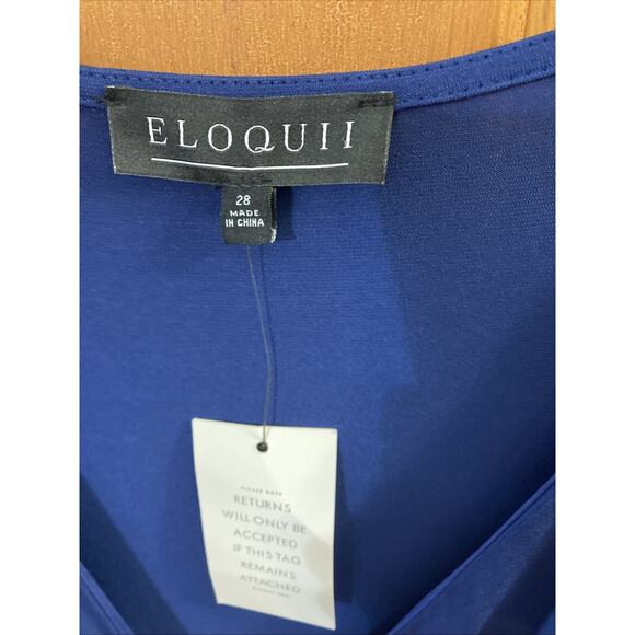 Eloquii Women's Twist Front Long Sleeve Dress Sz 28 NWT Blue Midi Formal - Picture 5 of 8